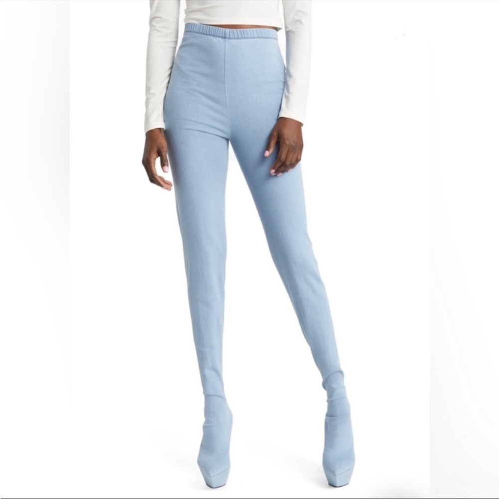 New Jeffrey Campbell 2-In-1 Denim Pantaboots Platform Heel Pant Boots